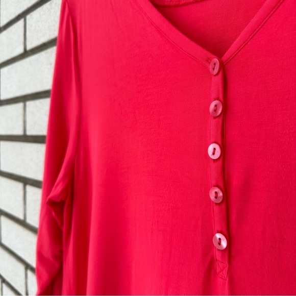 Soft Surroundings Ravello Timely Henley Tunic Top Coral - Picture 4 of 11